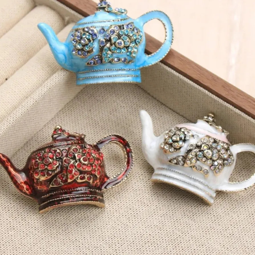 Luxury Beauty Teapot Brooch Pin Classic Style Gift for Women Men