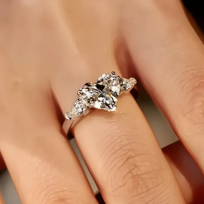 Bright Heart Geometric Cubic Zirconia Wedding Band for Women