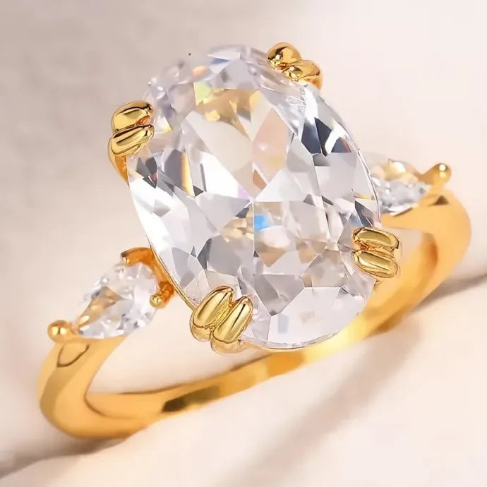 Women’s Geometric CZ Ring Gold Brass Wedding Party Jewelry Simple Style