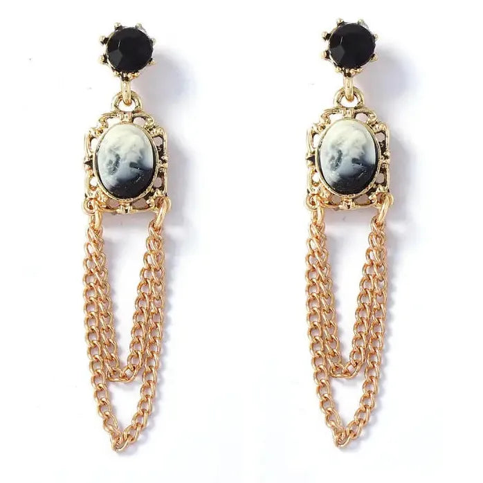 Vintage Geometric Oval Round Drop Tassel Chain Earrings for Women Stylish