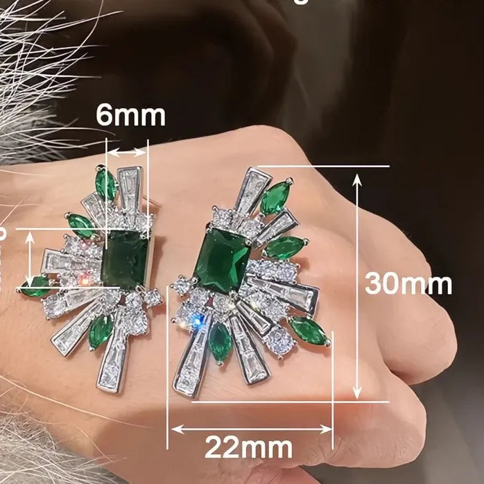 Geometric Cubic Zirconia Stud Earrings for Women Wedding Party Jewelry