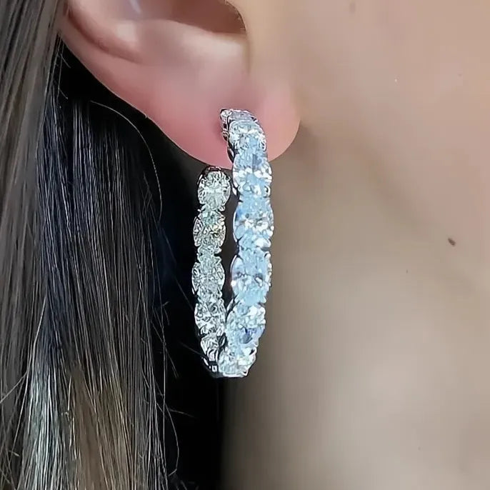 Big Circle Copper Alloy Hoop Earrings with Cubic Zirconia Luxury Jewelry