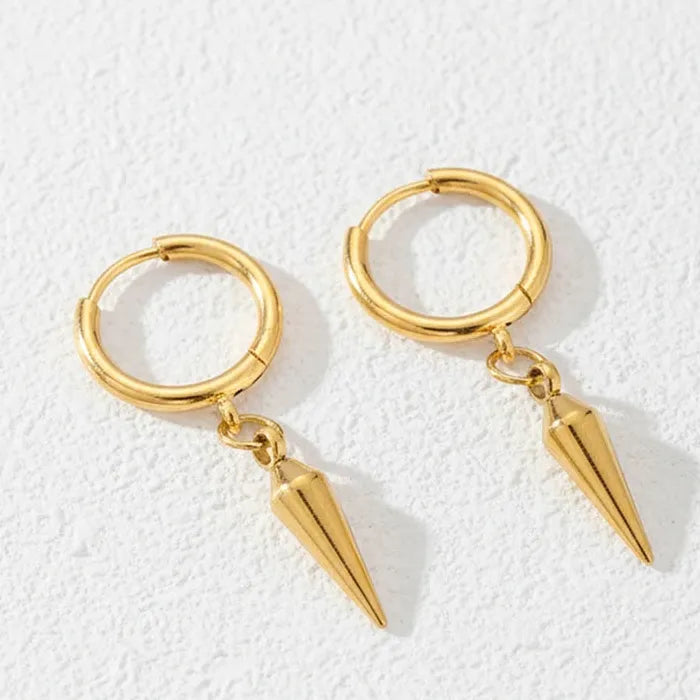 Stainless Steel Rivet Ball Drop Hoop Earrings Vintage Punk Jewelry Men Women