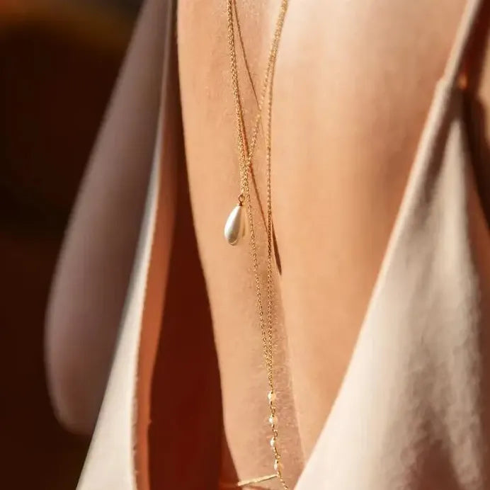 Boho Multi Layer Pearl Pendant Back Chains Beach Body Jewelry for Women