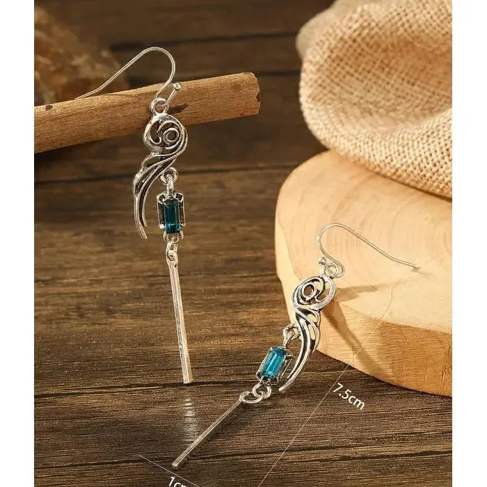 Vintage Zinc Alloy Irregular Geometric Spiral Tassel Earrings for Women Small Pendant