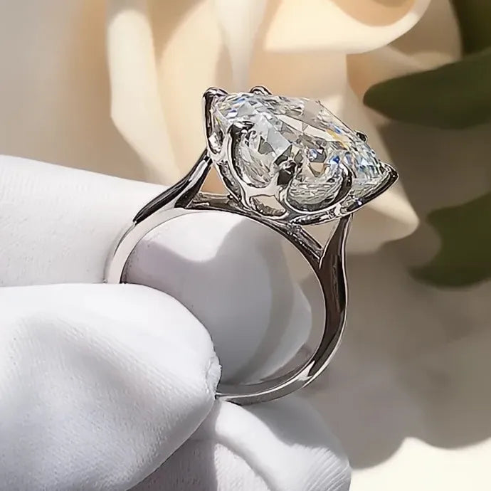 Square Crystal Cubic Zirconia Geometric Brass Wedding Engagement Ring for Women