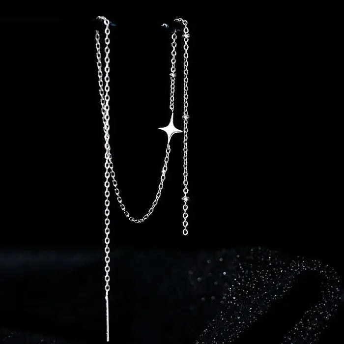 Zinc Alloy Long Tassel Star Ear Line Drop Earrings for Women