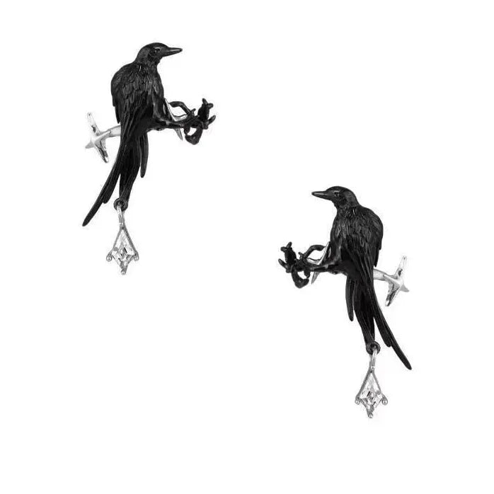 2024 Neo-Gothic Crow Animal Stud Earrings Copper Alloy Unisex Jewelry Gift