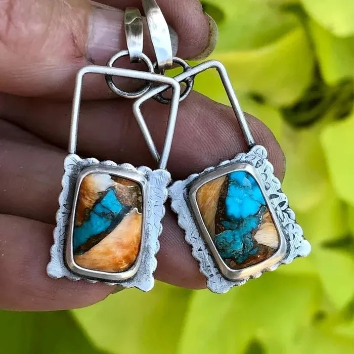 Vintage Bohemian Resin Drop Earrings Zinc Alloy Jewelry for Men & Women Gift