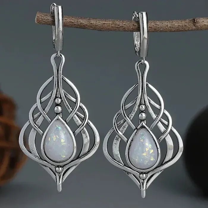 Vintage Bohemian Gothic Synthetic Gemstone Drop Earrings Zinc Alloy Jewelry Gifts Women
