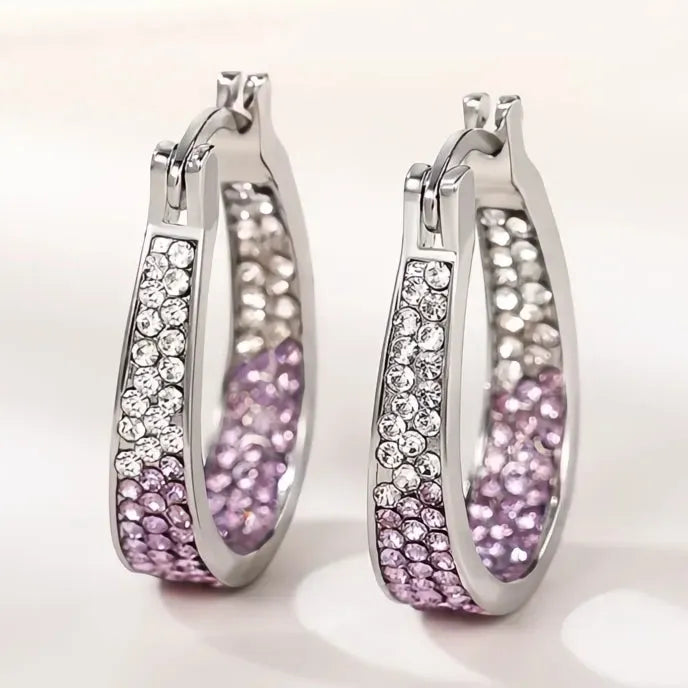 Colorful Cubic Zirconia Geometric Hoop Earrings for Women Copper Alloy Bridal Jewelry