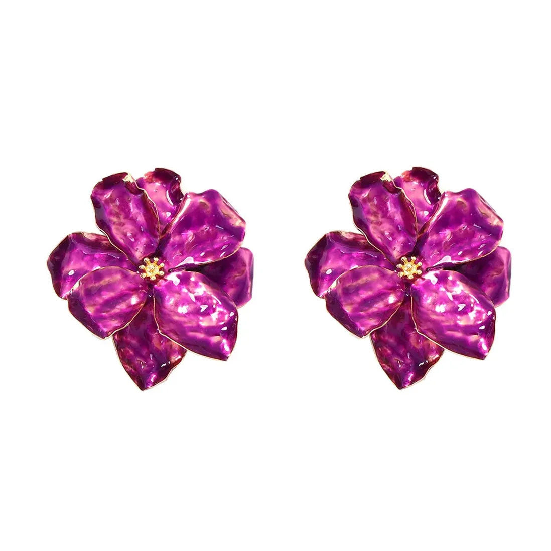 Vintage Plant Petal Drop Earrings for Women Colorful Fashion Jewelry