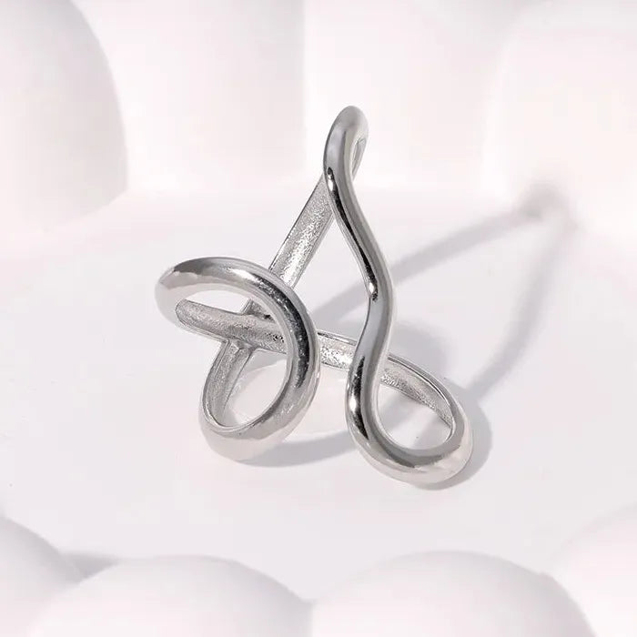Vintage Gold Stainless Steel Geometric Hollow Square Ring Waterproof Jewelry Gift