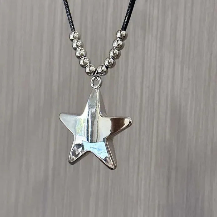 Simple Metal Star Pendant Necklace Unisex Punk Hip Hop Y2K Jewelry Accessory