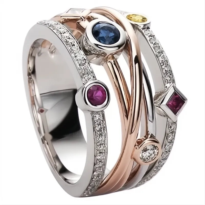 Fashion Cross Female Finger Ring Cubic Zirconia Brass Jewelry Party Gift Stylish Accessory