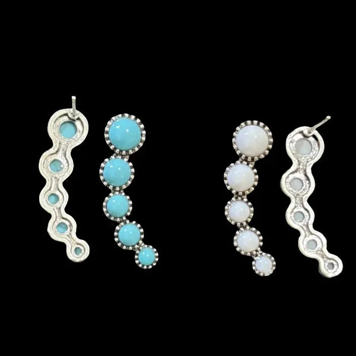 Vintage Turquoise Bohemian Ethnic Women's Synthetic Stone Pendant Earrings Jewelry