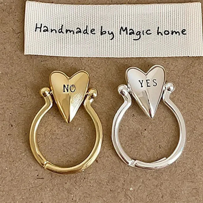 Adjustable Heart Ring Vintage YES or NO Couple Jewelry Romantic Gift