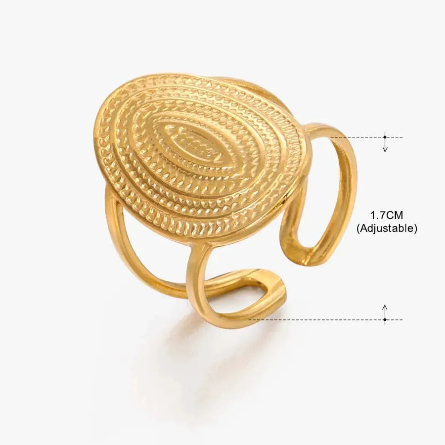Stainless Steel Wide Face Geometric Open Ring Minimalist Jewelry Gift Women