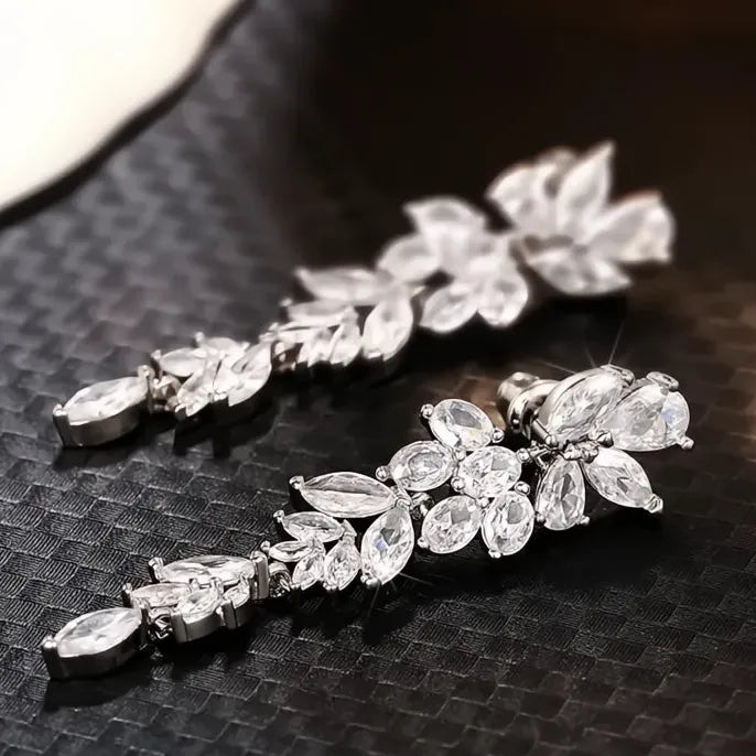 Geometric Copper Alloy Stud Earrings with Cubic Zirconia for Women