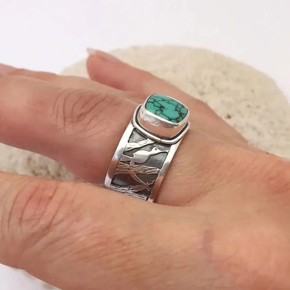 Retro Resin Zinc Alloy Ring for Women European American Simple Elegant Jewelry