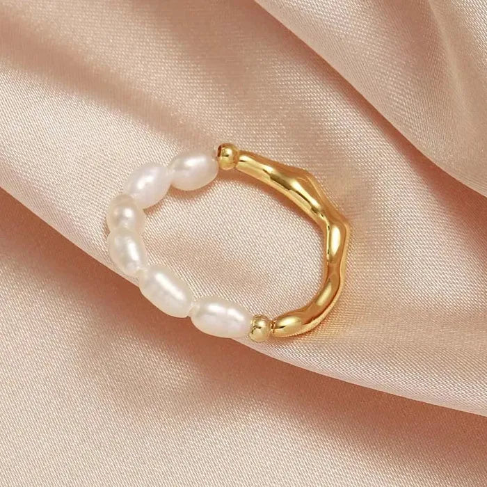 2026 Silver Pearl Geometric Handmade Wedding Rings for Women Couples Gifts Jewelry