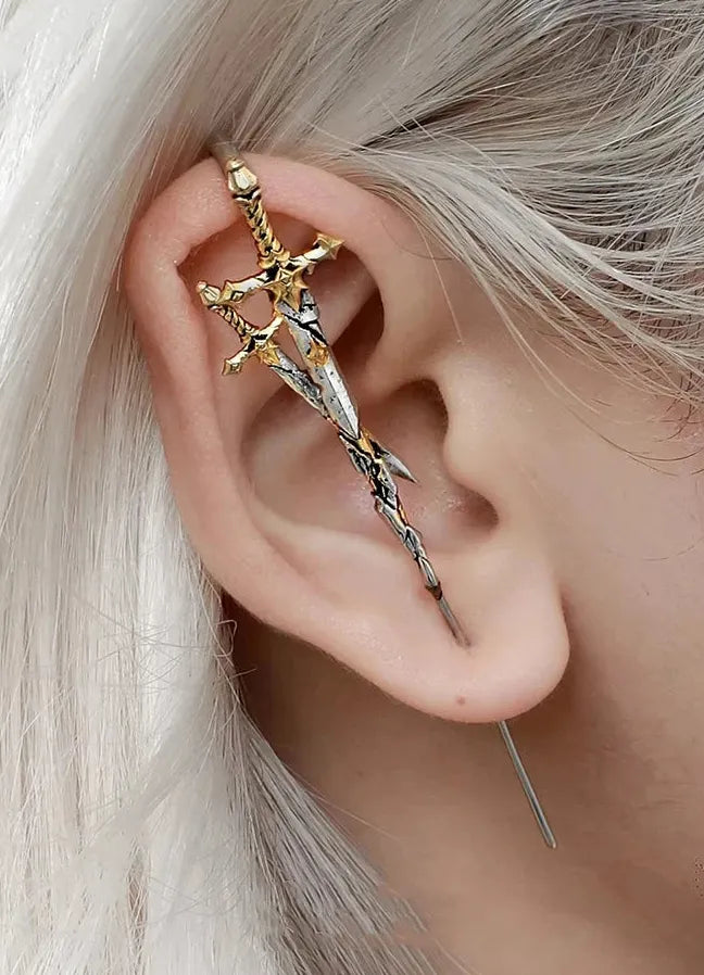 Dark Gothic Sword Ear Pin Copper Metal Punk Rock Unisex Stud Earring