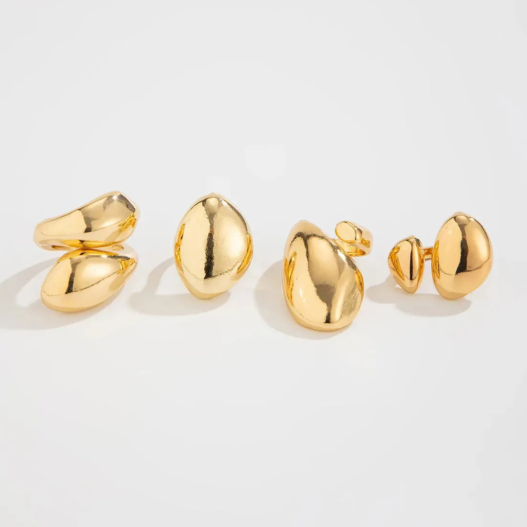 4Pcs Punk Geometric Square Open Rings for Women Men Fashion Jewelry