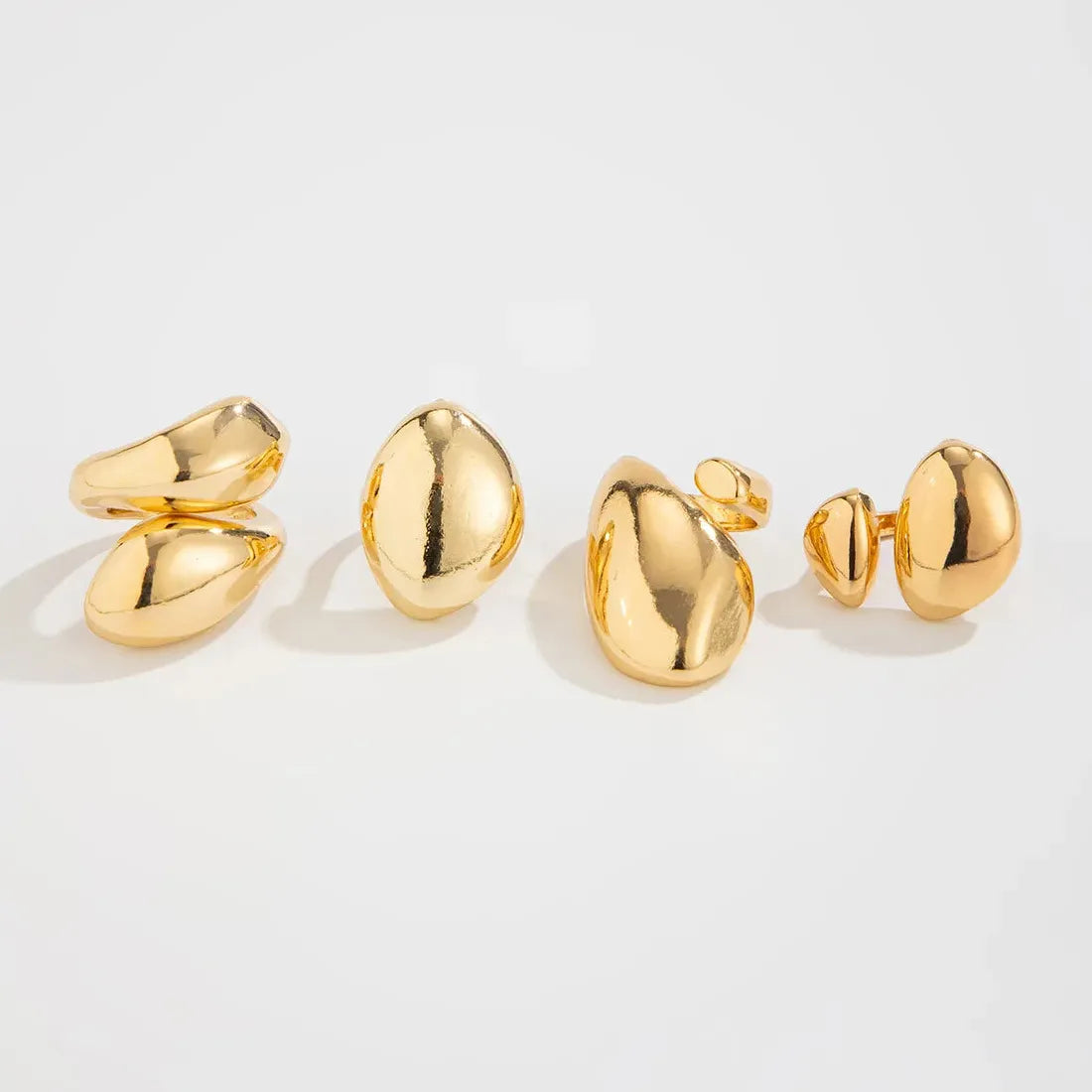 4Pcs Punk Geometric Square Open Rings for Women Men Fashion Jewelry
