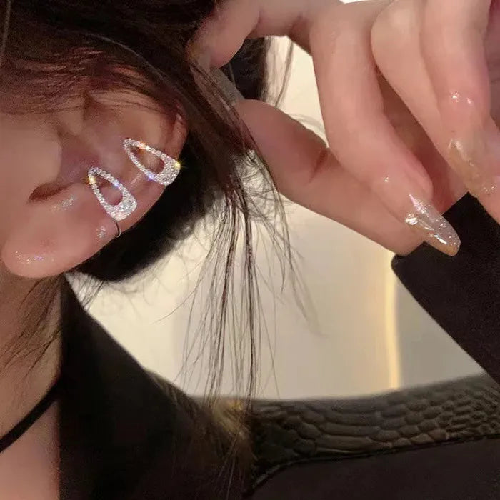Small Geometric Clip-On Ear Cuff Earrings for Women Zinc Alloy Jewelry