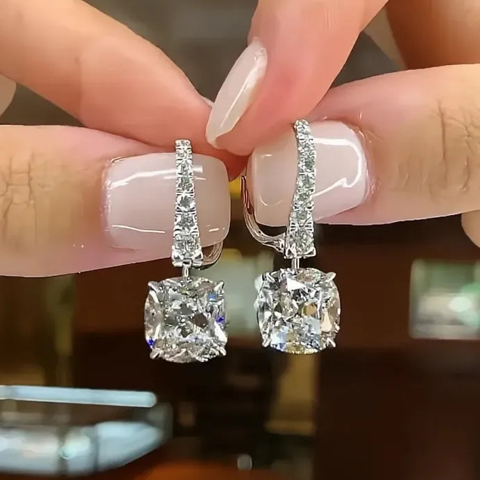 Elegant Geometric Cubic Zirconia Drop Earrings for Women Wedding Jewelry