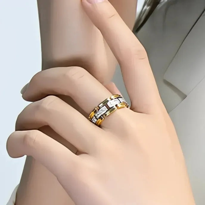 Fashion Geometric Cubic Zirconia Brass Rings for Women Chic Party Engagement Jewelry