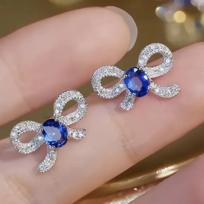 Blue Cubic Zirconia Geometric Copper Alloy Stud Earrings for Women