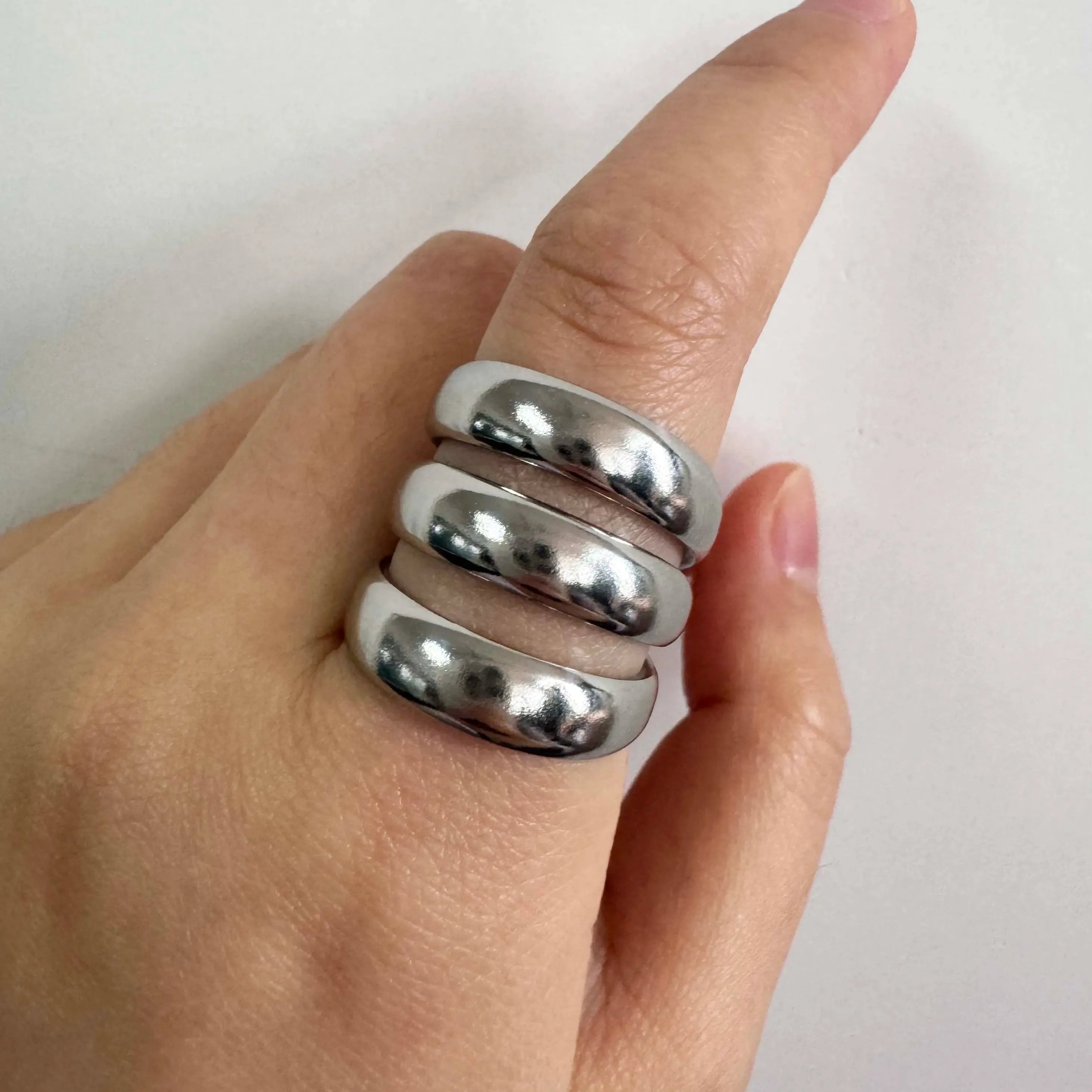 Adjustable Stainless Steel Starfish Multi-Layer Vintage Silver Ring for Women Men Jewelry