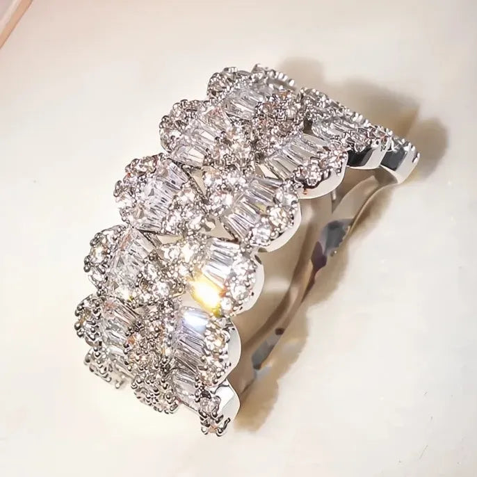 Women’s Geometric Brass Ring with Sparkling Cubic Zirconia Jewelry