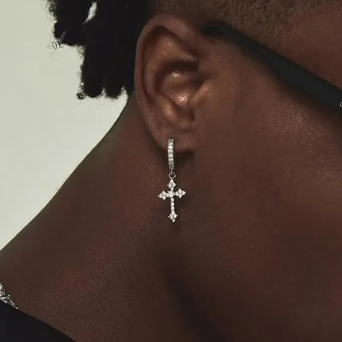 Punk Cross Drop Earrings Crystal Zircon Hiphop Fashion Jewelry Gifts