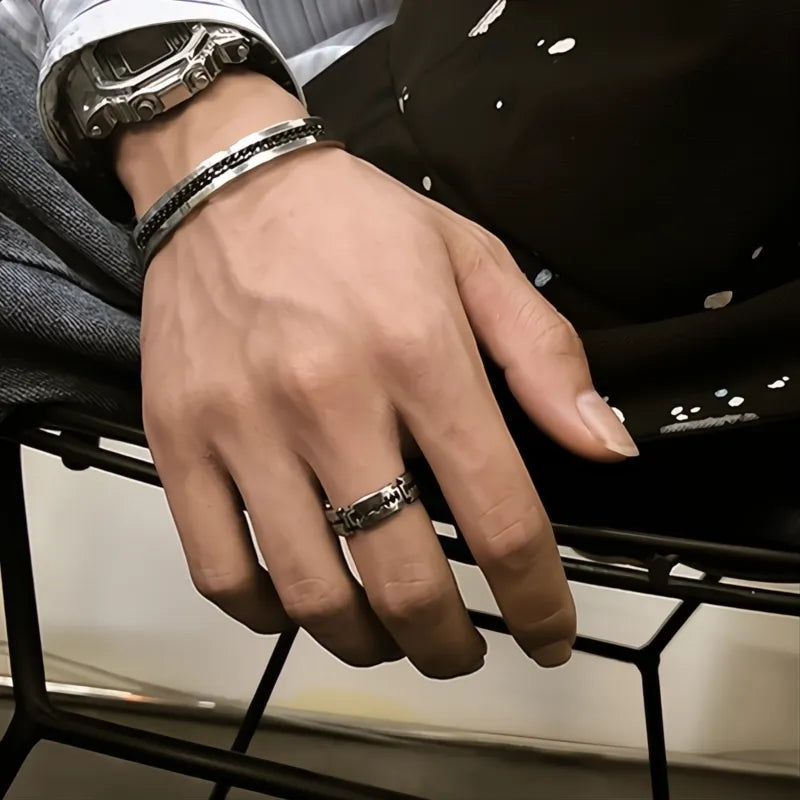 Korean Style Punk Razor Blade 316L Stainless Steel Couple Rings for Men Women