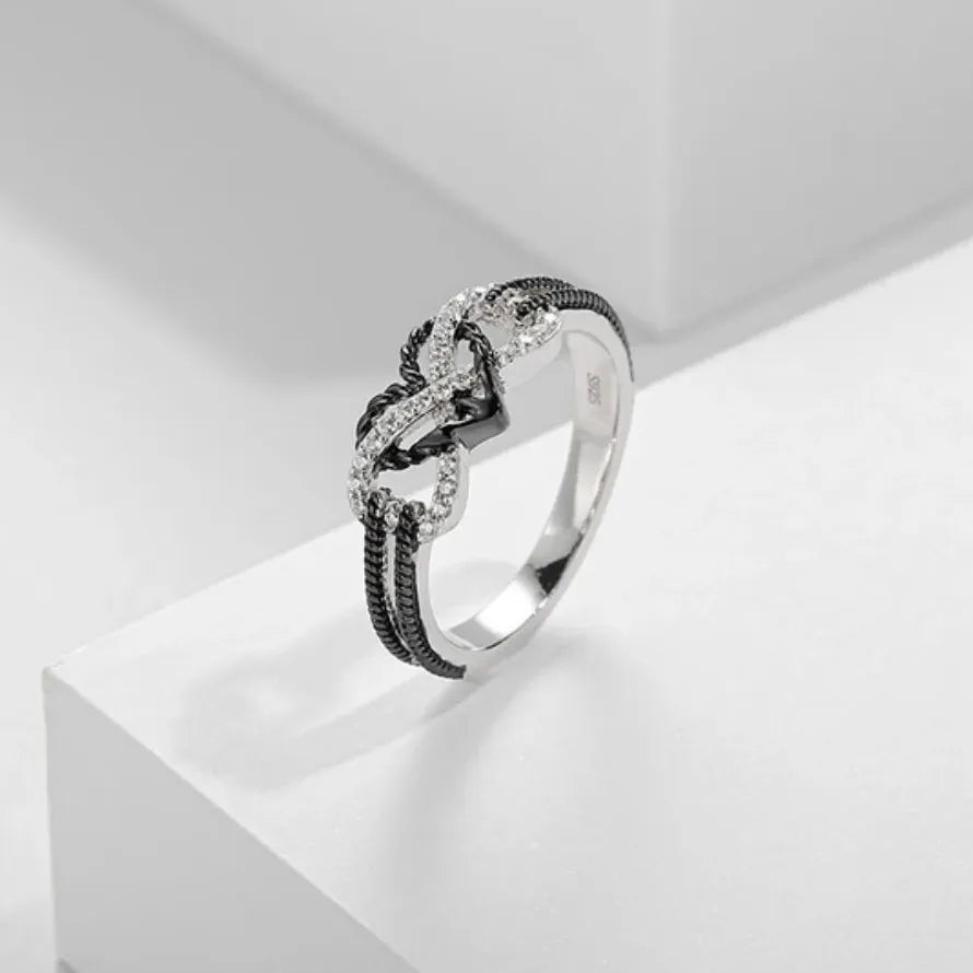 Rose Gold Plated Black Heart Ring Zinc Alloy Valentine's Birthday Gift