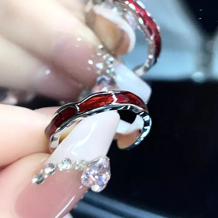 Gothic Butterfly Ring with Red Drop Glaze for Women Men Party Gift