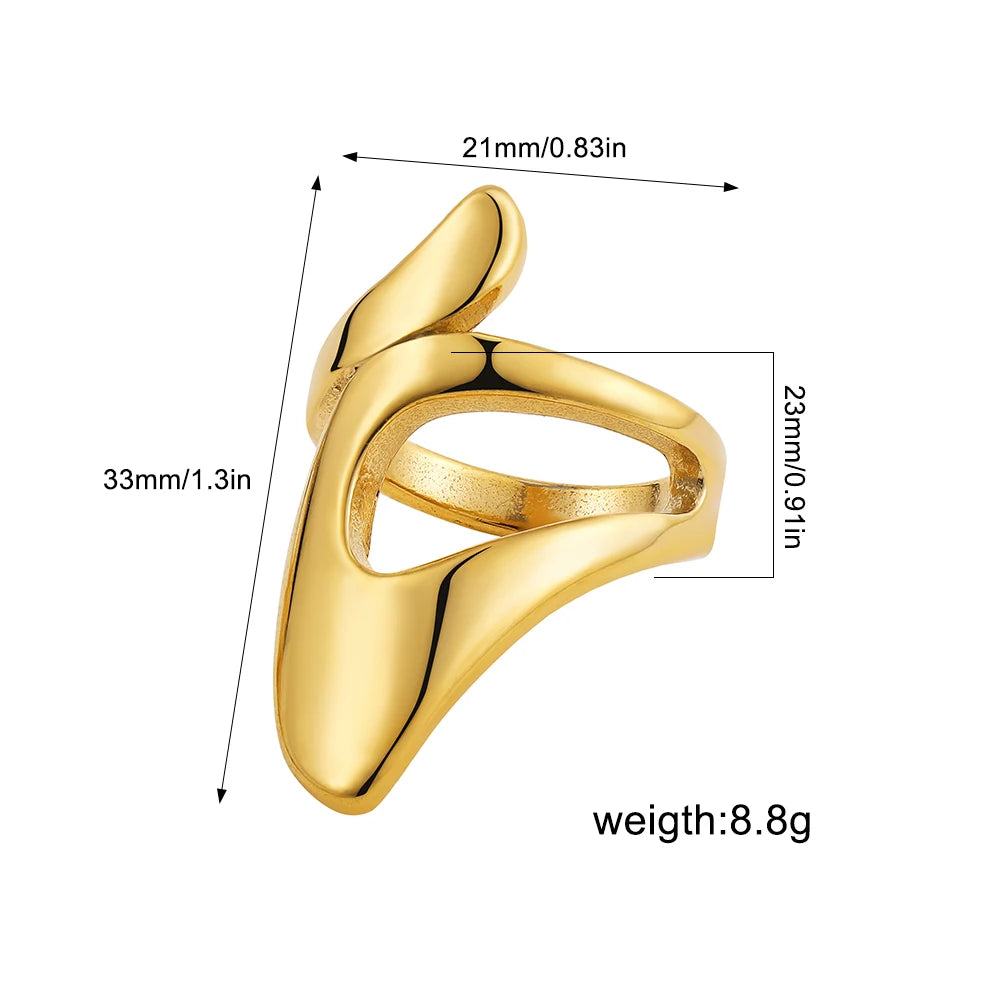 Adjustable Waterproof Dome Chunky Stainless Steel Knot Ring Wide Finger Jewelry