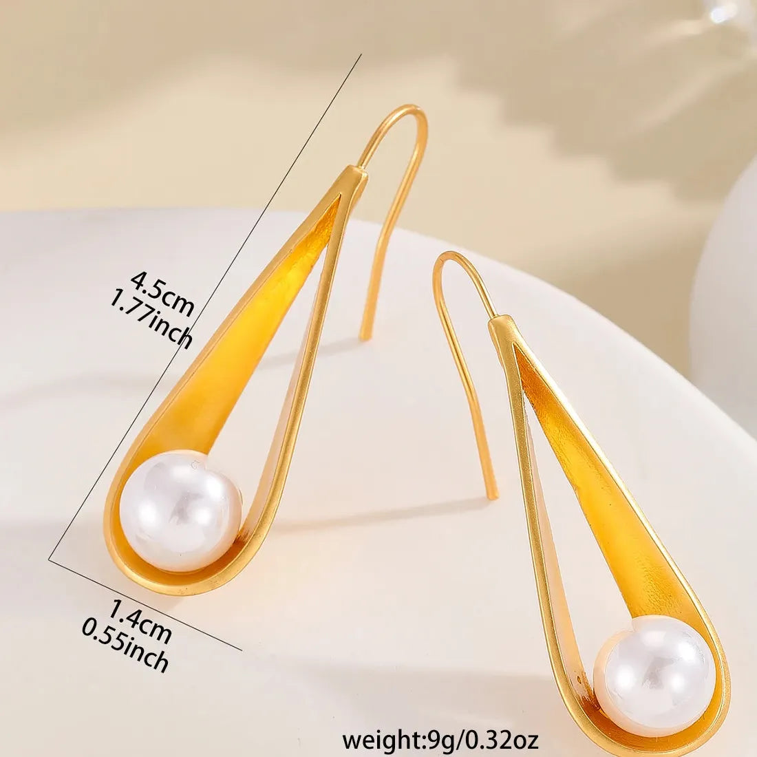 Geometric Hollow Out Imitation Pearl Drop Earrings for Women Bridal Wedding Jewelry