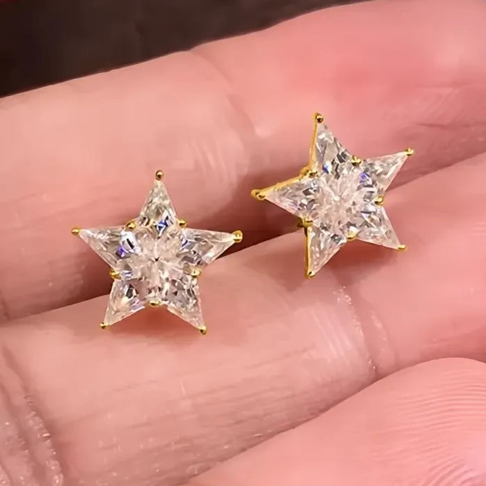 Star Women Stud Earrings Copper CZ Jewelry Fashion Party Wedding Gift
