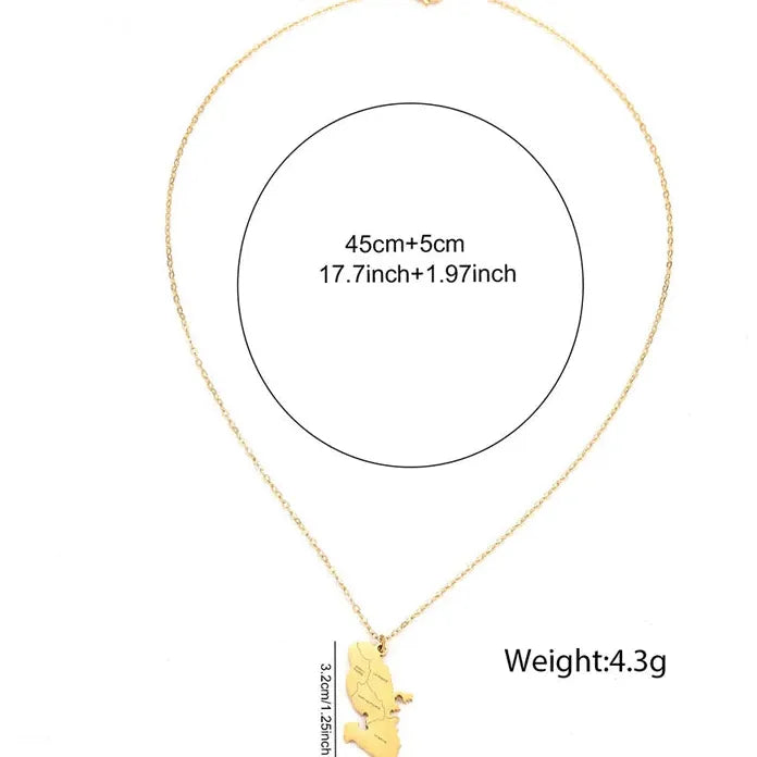Geometric Stainless Steel Madagascar Pendant Necklace Gift for Women Men