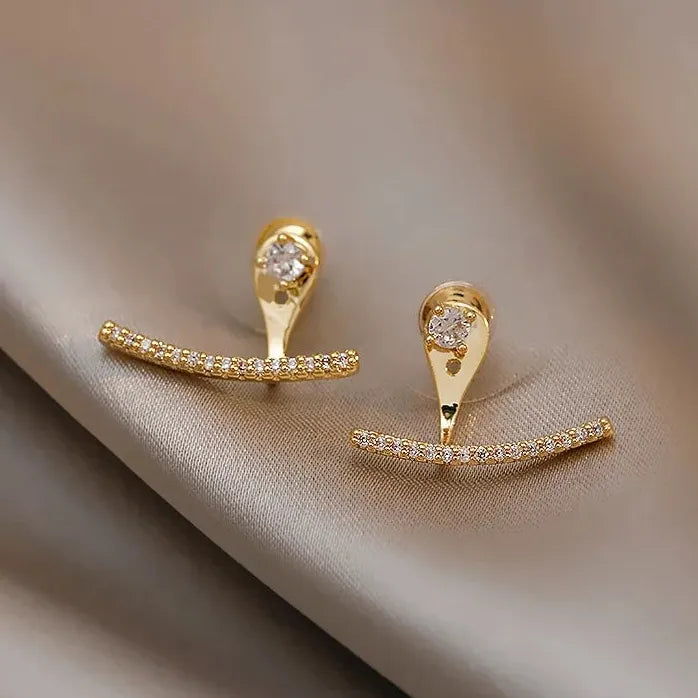 2024 Classic Korean Geometric Zircon Gold Color Earrings for Women