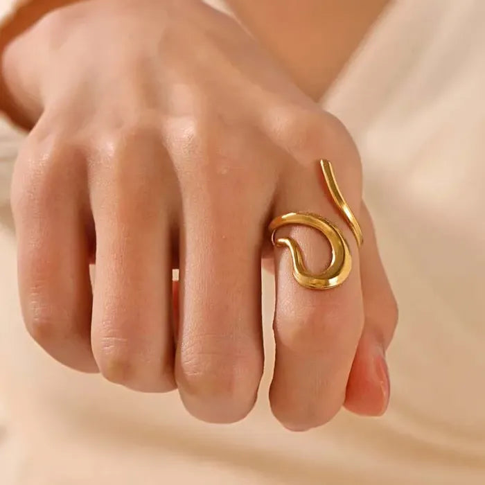 Stainless Steel Double Heart Open Ring Simple Hollow Jewelry Gift for Women