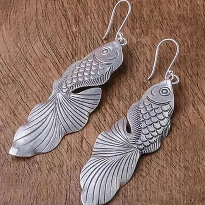 Retro Exaggerated Women's Goldfish Earrings Zinc Alloy Drop Jewelry Gift