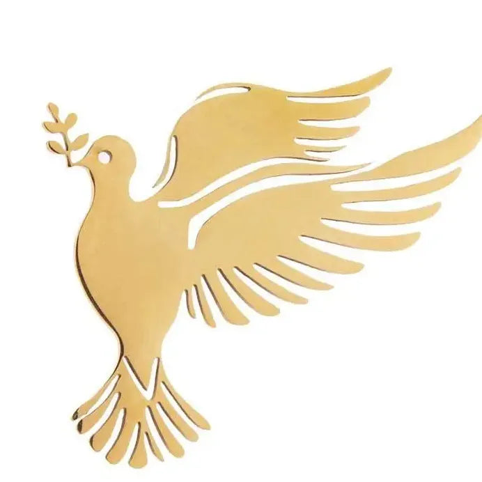 World Peace Dove Olive Branch Gold Zinc Alloy Brooch Pin for Men Women