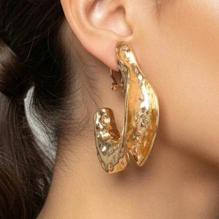 Retro Geometric Irregular Leaf Zinc Alloy Drop Earrings for Women Gift