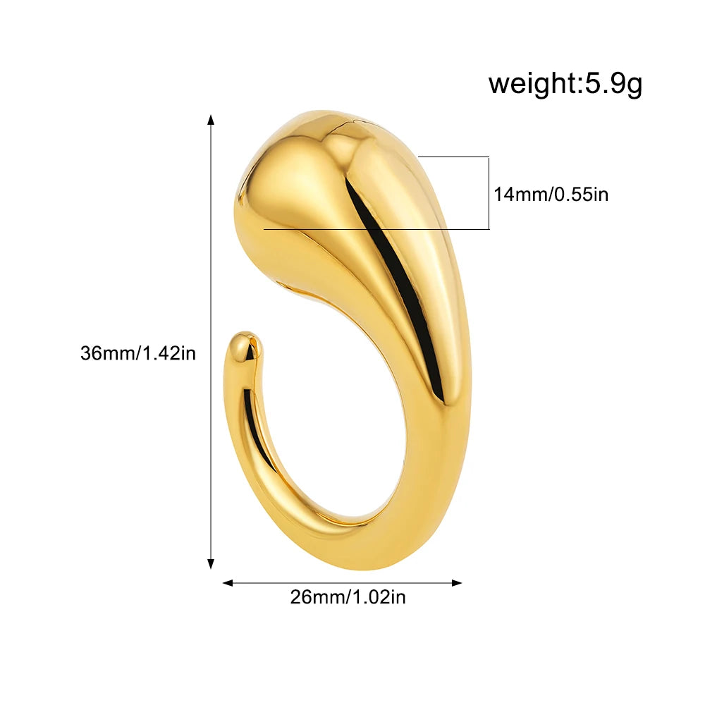 Waterdrop Multicolor Rhinestone Openable Ring Stainless Steel Pearl Vintage Jewelry