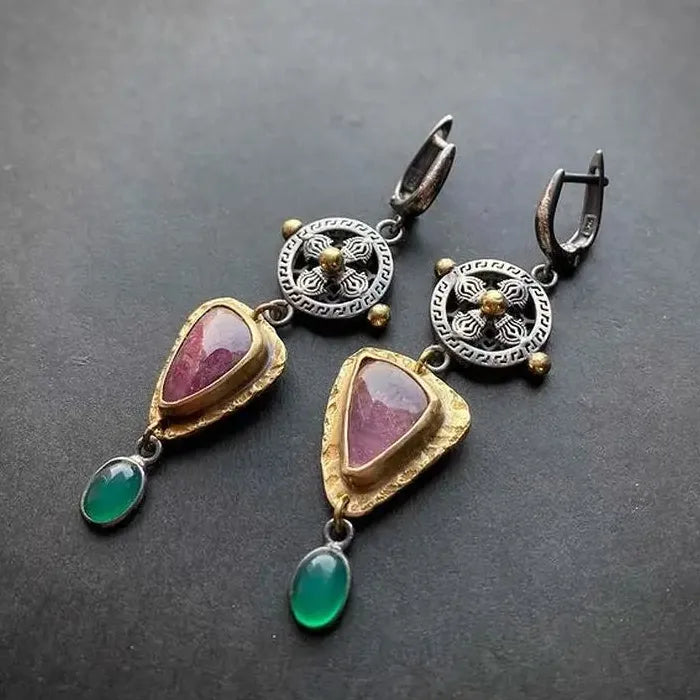Vintage Ethnic Style Zinc Alloy Carved Pattern Drop Earrings for Women Banquets