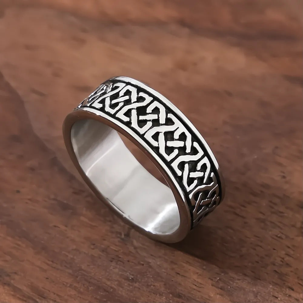1️⃣ Celtic Spiral Knot Ring 316L Stainless Steel Viking Nordic Ring Men